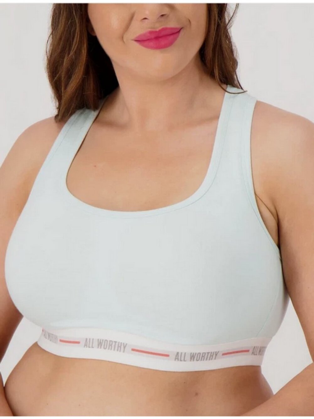 All Worthy Cotton Racerback Lounge Bra Blue Glass Size Small NWT